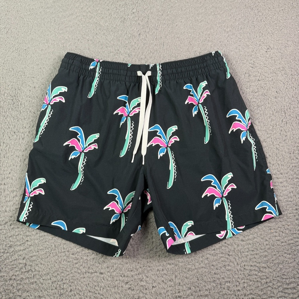 Chubbies Shorts Mens M Black Palm Trees Miami Beach 5.5" Swim Trunks Lined